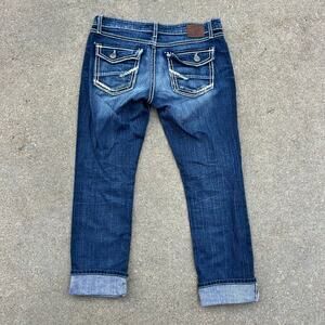 Y2K Buckle BKE Sabrina Stretch Capri Blue Jeans Size 29 Style BK30109